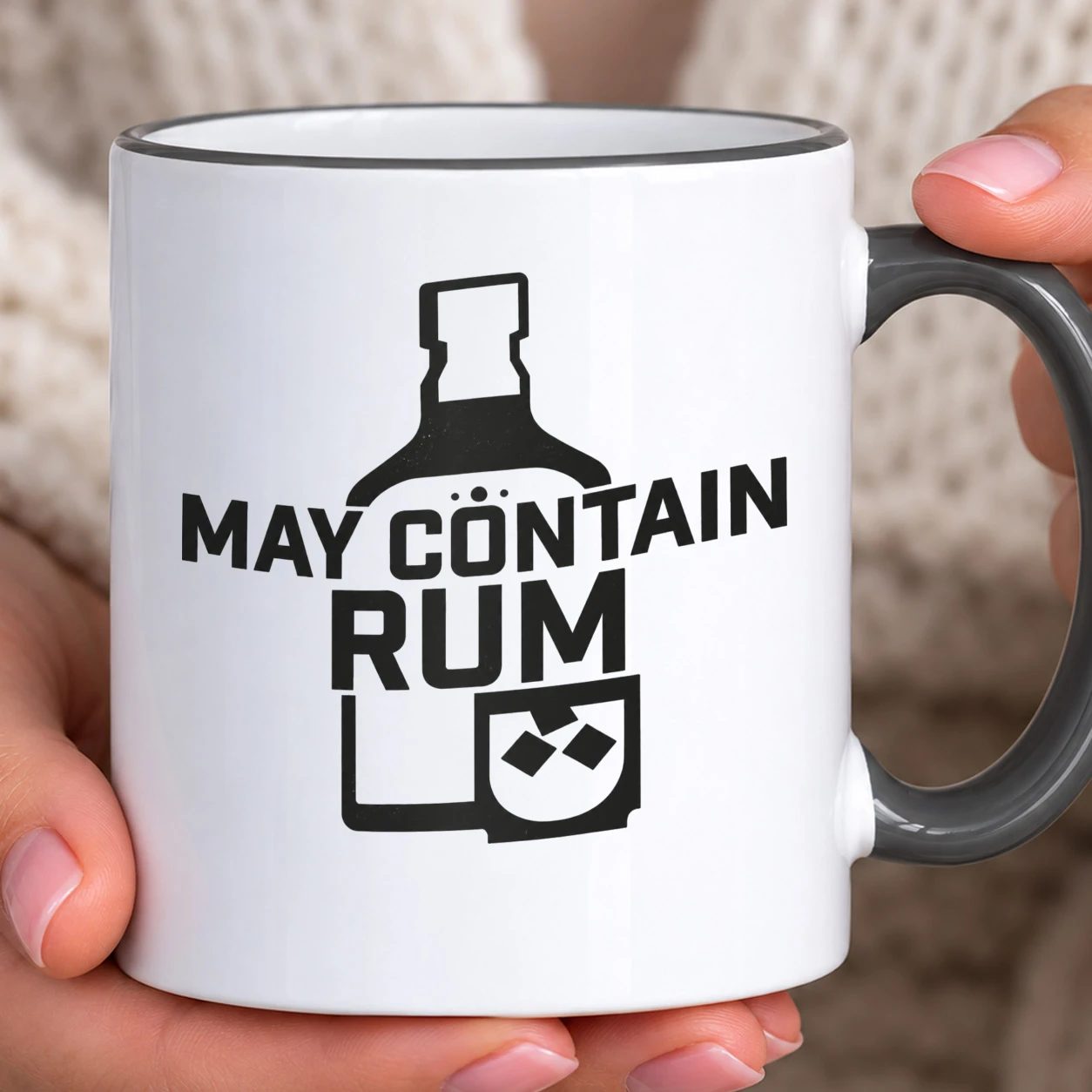 Hrnek s barevným lemem - May Contain Rum