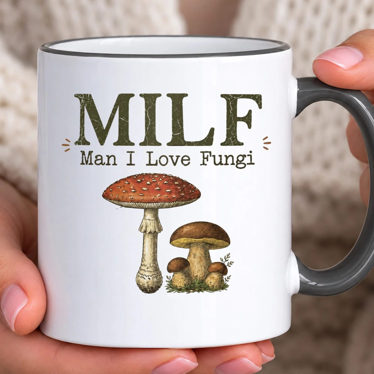 Hrnek s barevným lemem - Man I Love Fungi