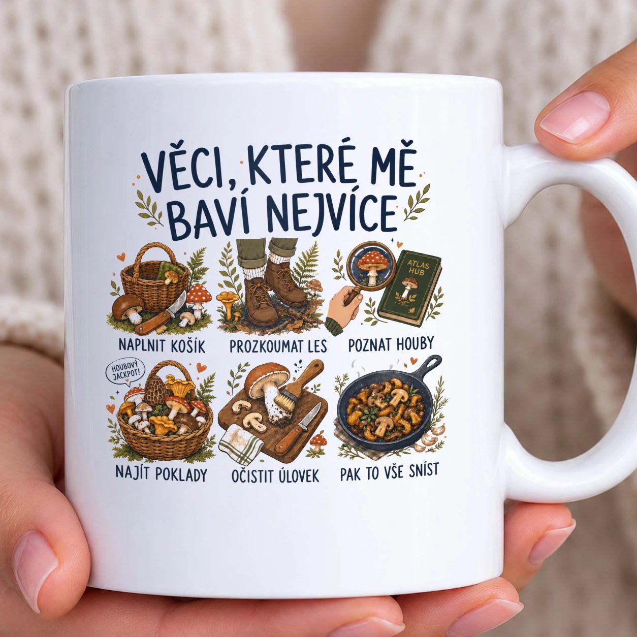 Hrnek bílý - Radosti houbaření