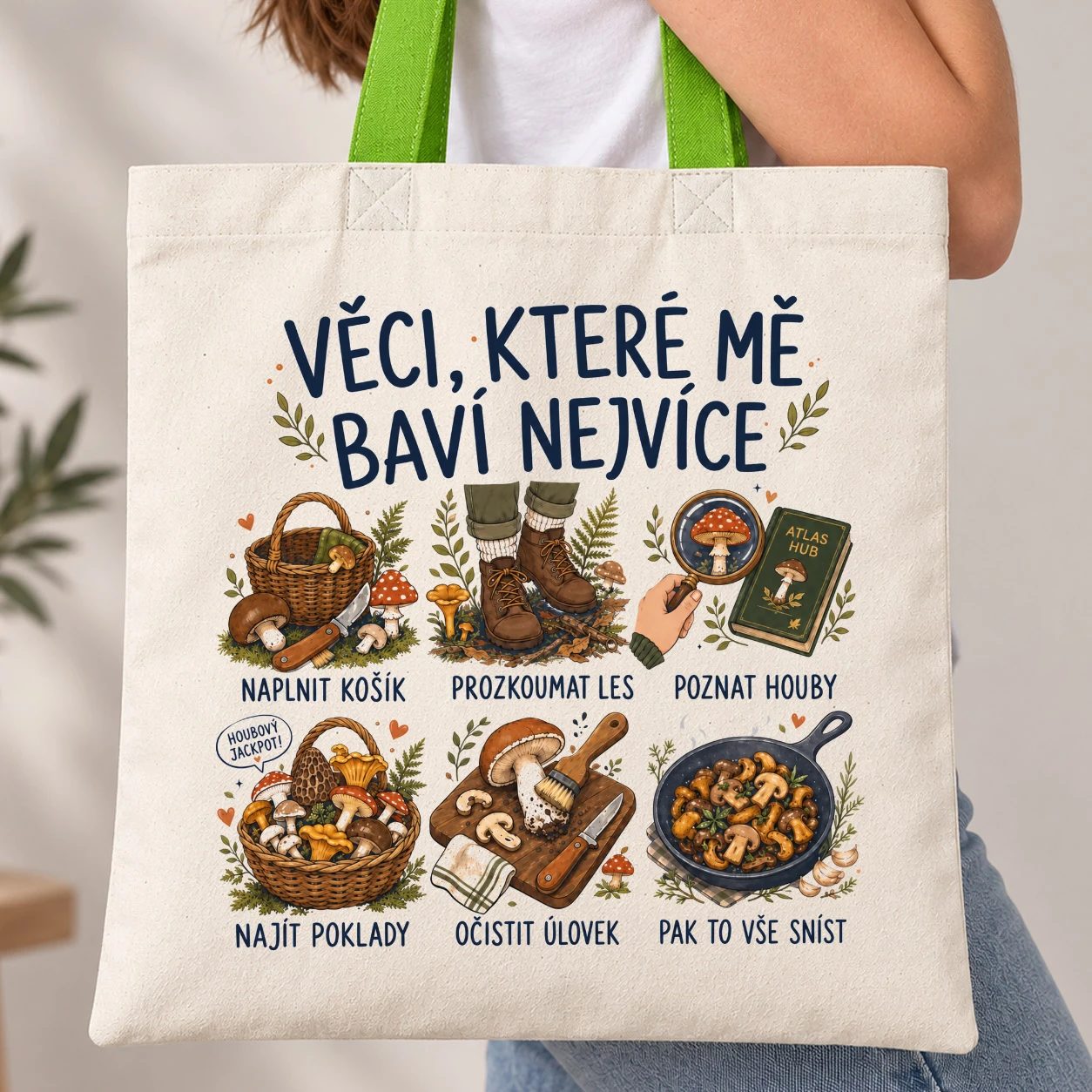 Taška s barevným uchem - Radosti houbaření