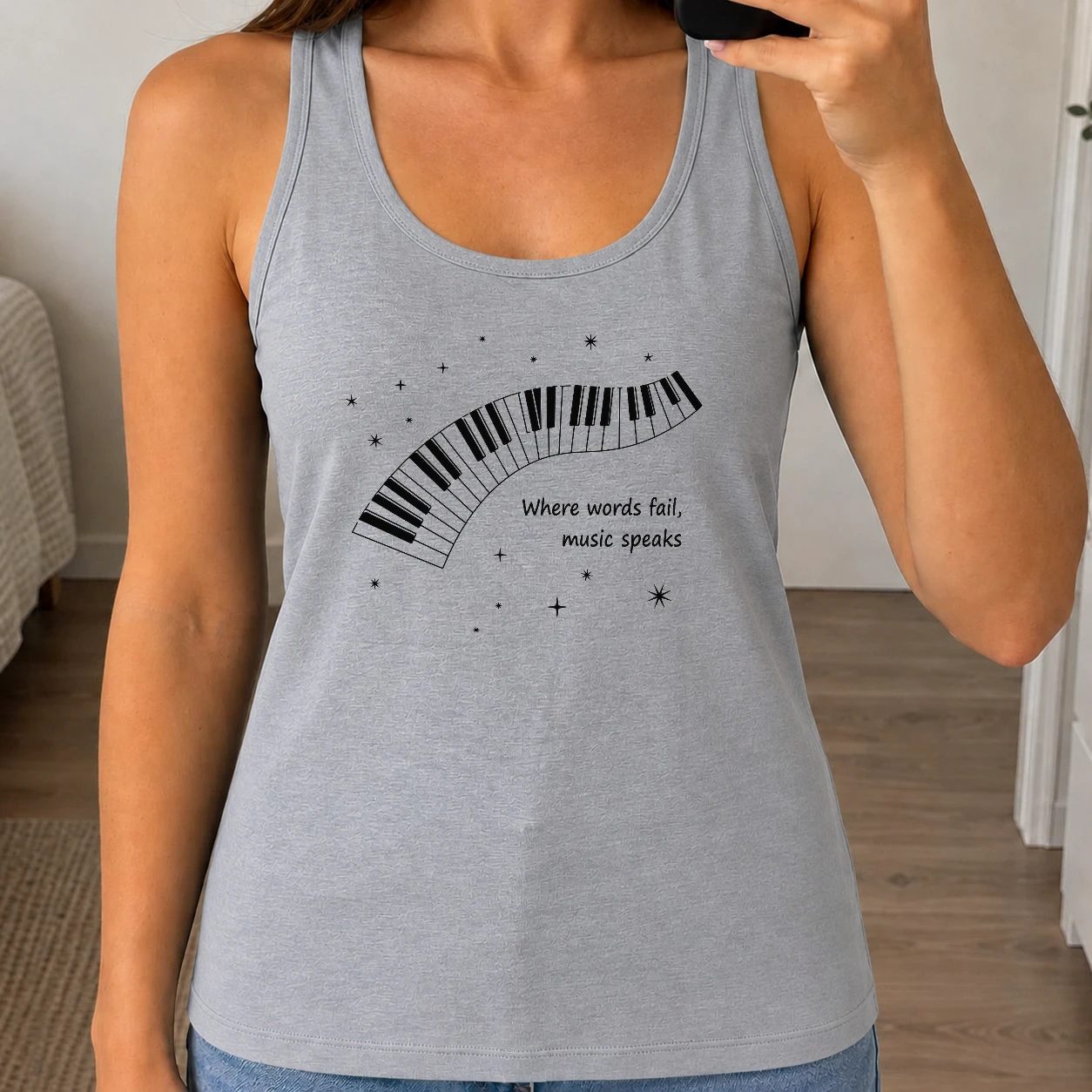 Dámské tílko 160g - Where words fail, music speaks