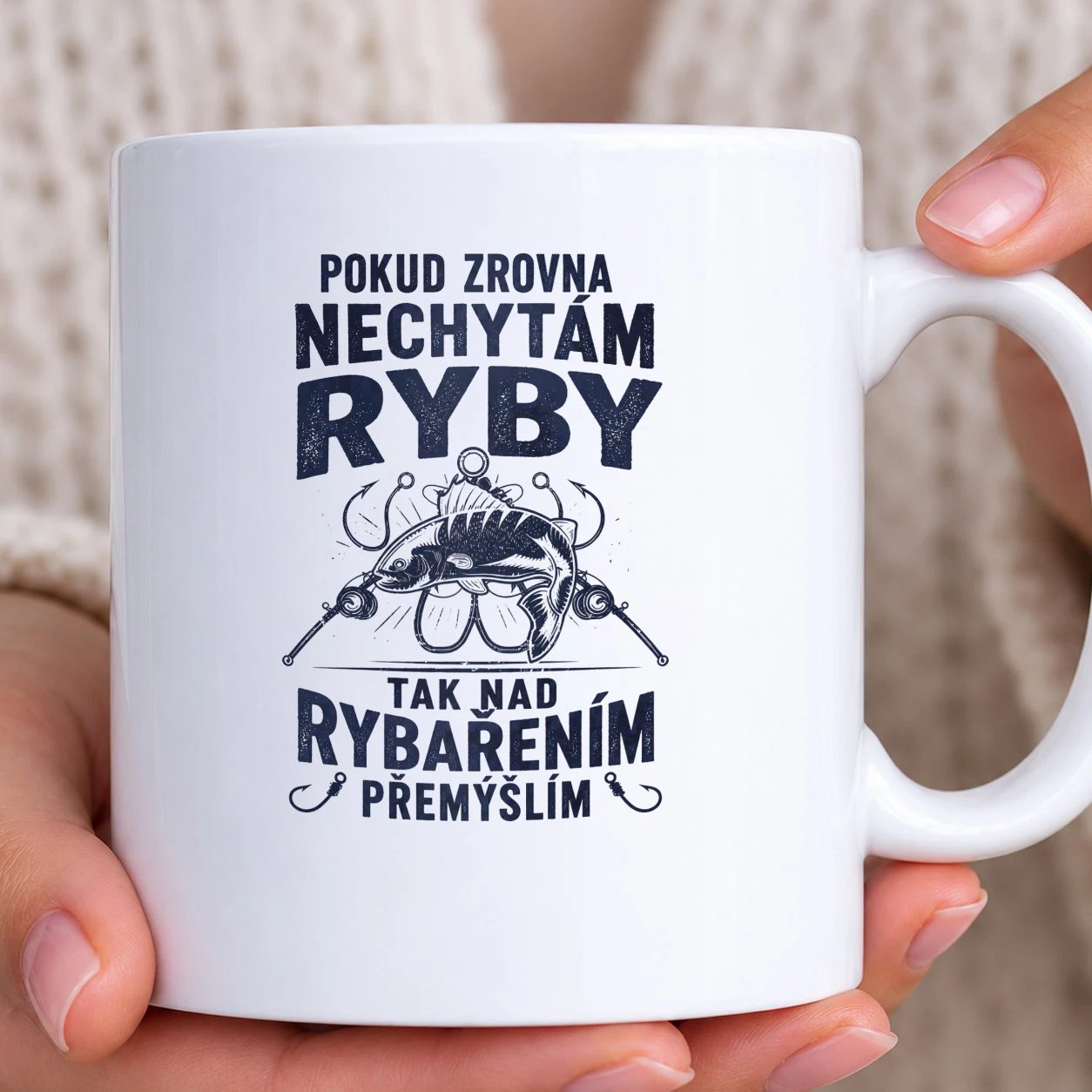 Hrnek bílý - Pokud zrovna nechytám ryby