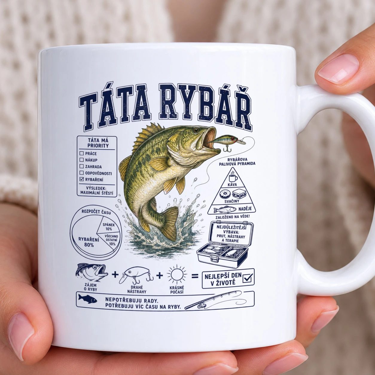 Hrnek bílý - Táta rybář a jeho priority