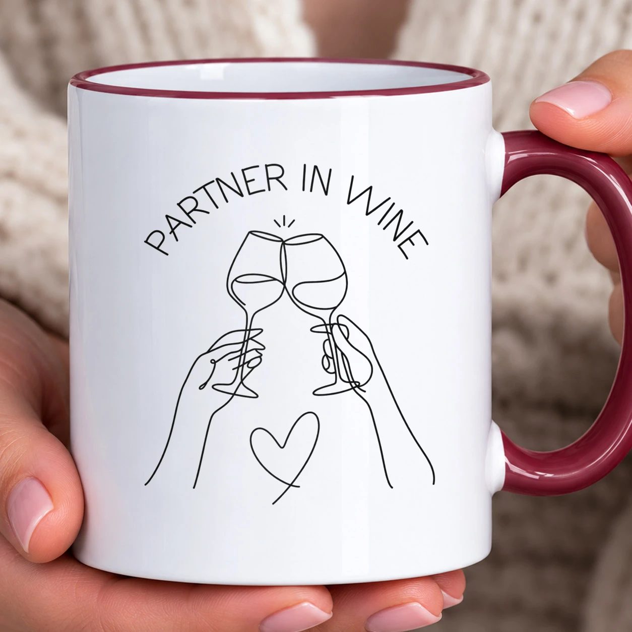 Hrnek s barevným lemem - Partner In Wine