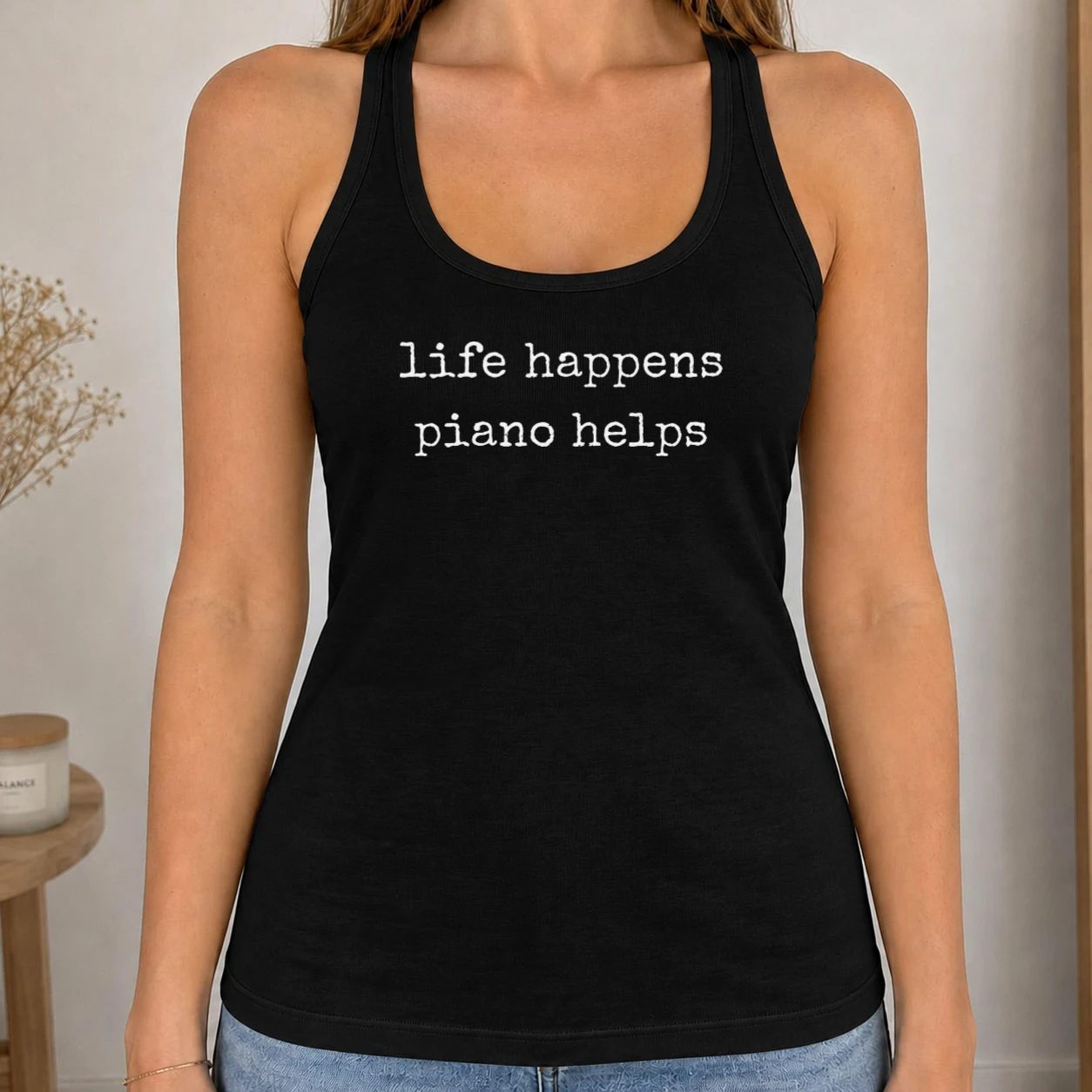 Dámské tílko 220g - Life Happens Piano Helps