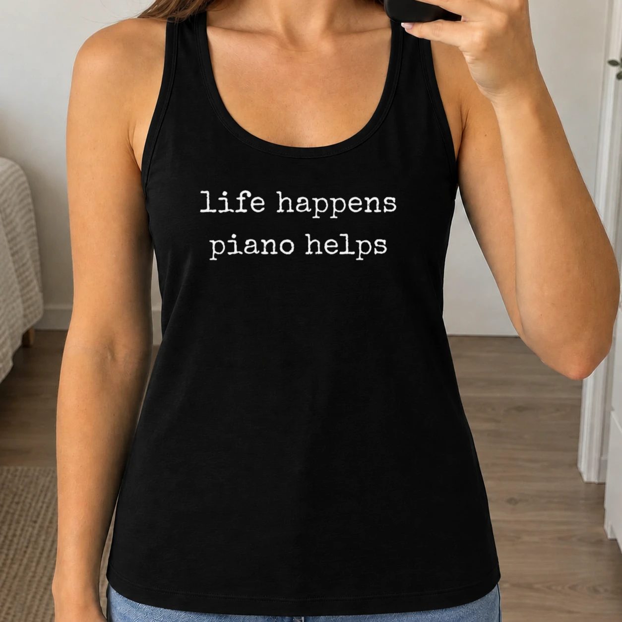 Dámské tílko 160g - Life Happens Piano Helps