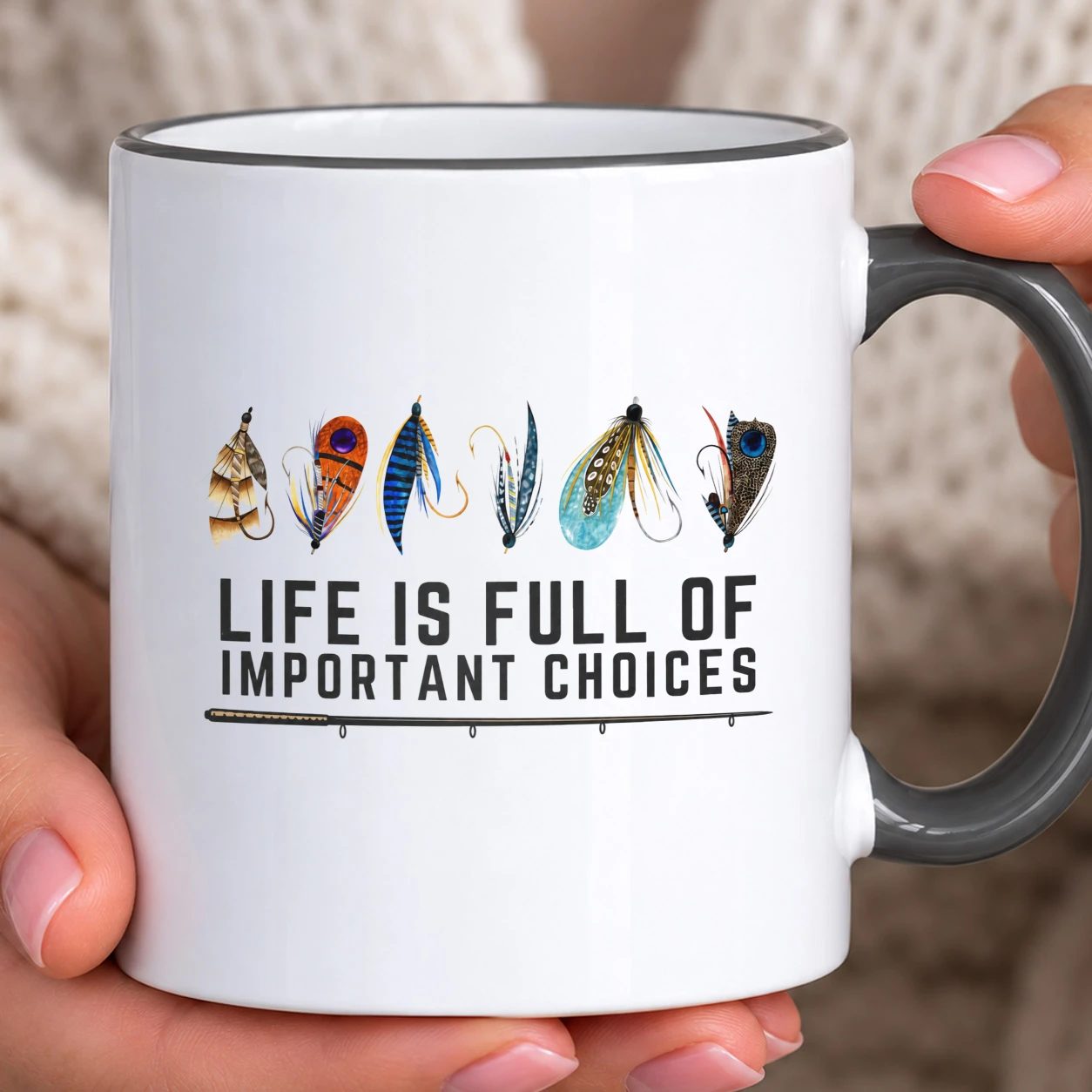 Hrnek s barevným lemem - Life Is Full Of Important Choices