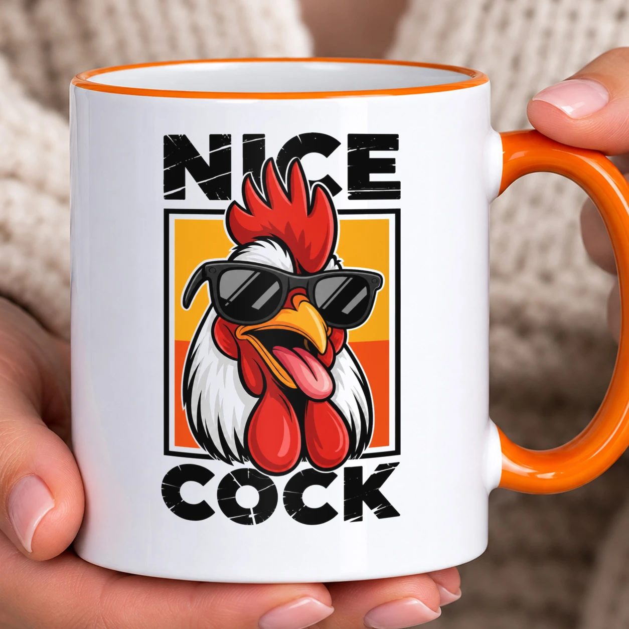 Hrnek s barevným lemem - Nice Cock