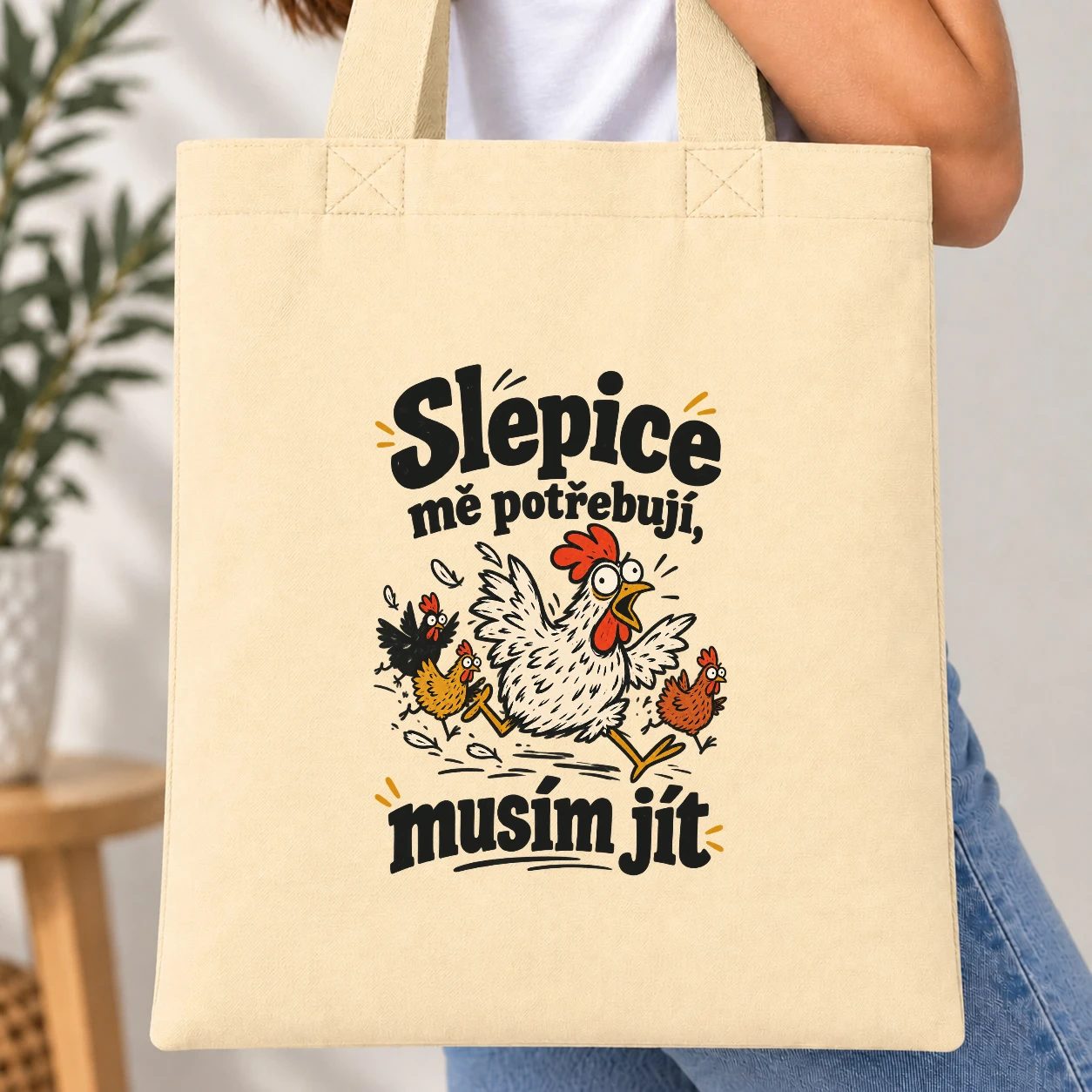 Taška barevná - Slepice mě potřebují, musím jít