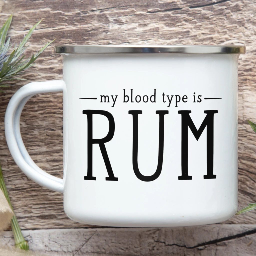 Smaltový plecháček - My Blood Type Is Rum