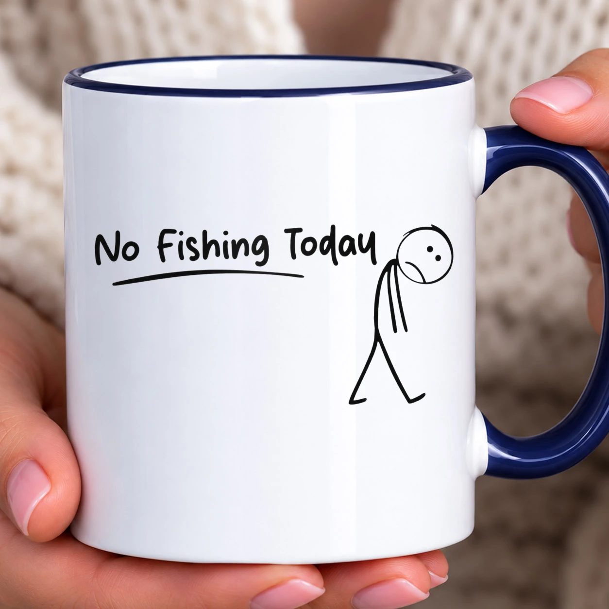 Hrnek s barevným lemem - No Fishing Today