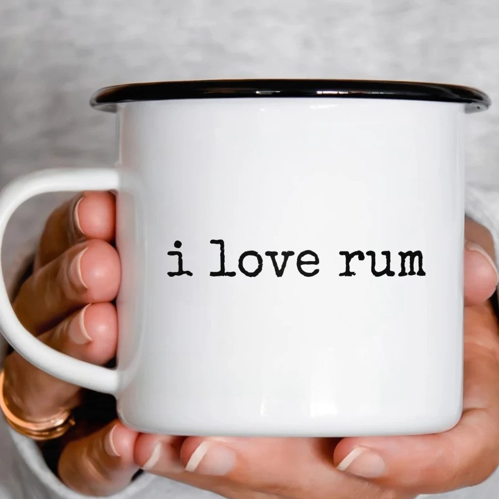 Smaltový plecháček - I Love Rum Typewriter