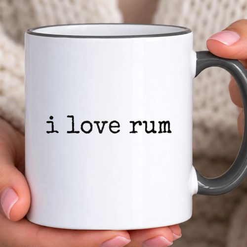 Hrnek s barevným lemem - I Love Rum Typewriter
