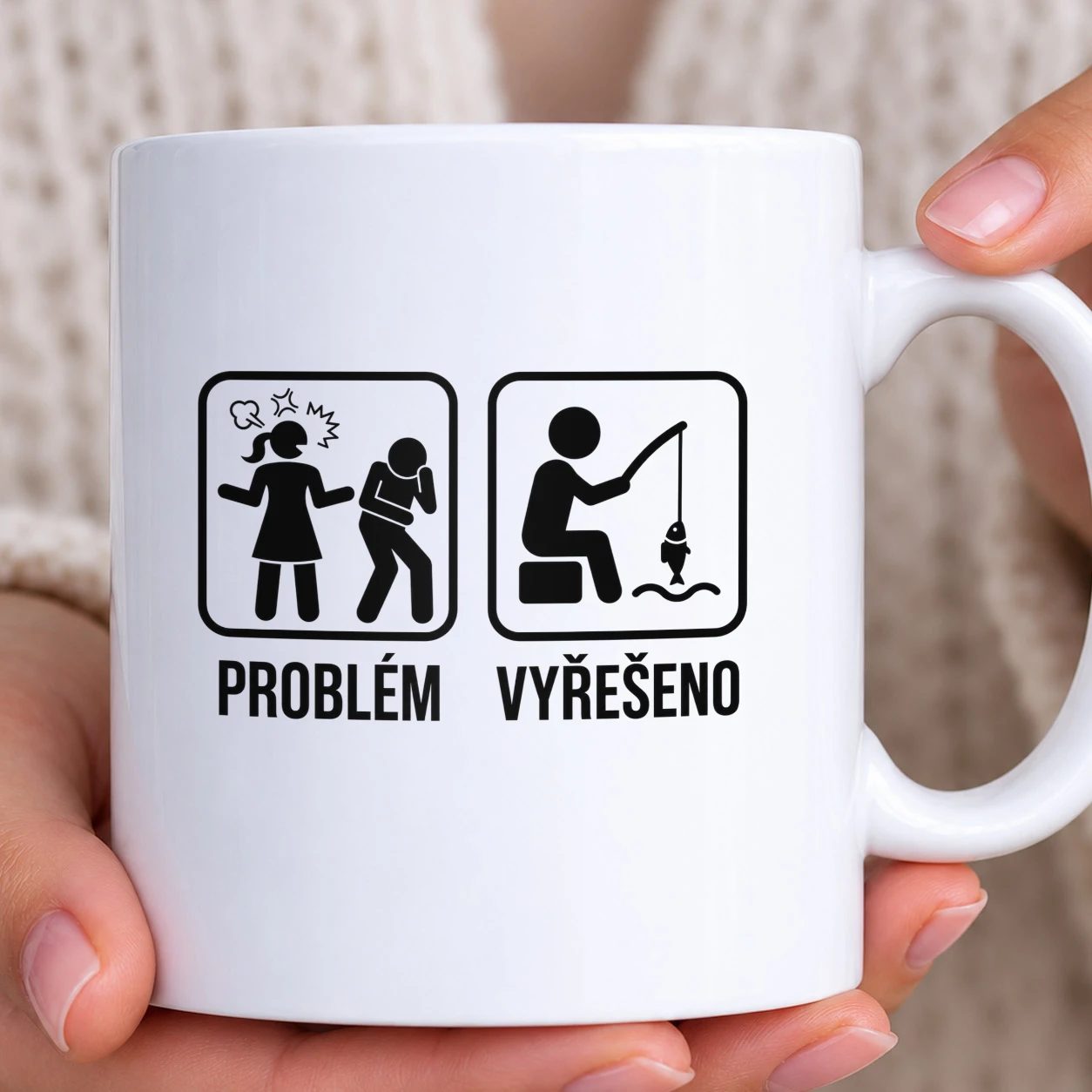 Hrnek bílý - Problém vyřešen u vody