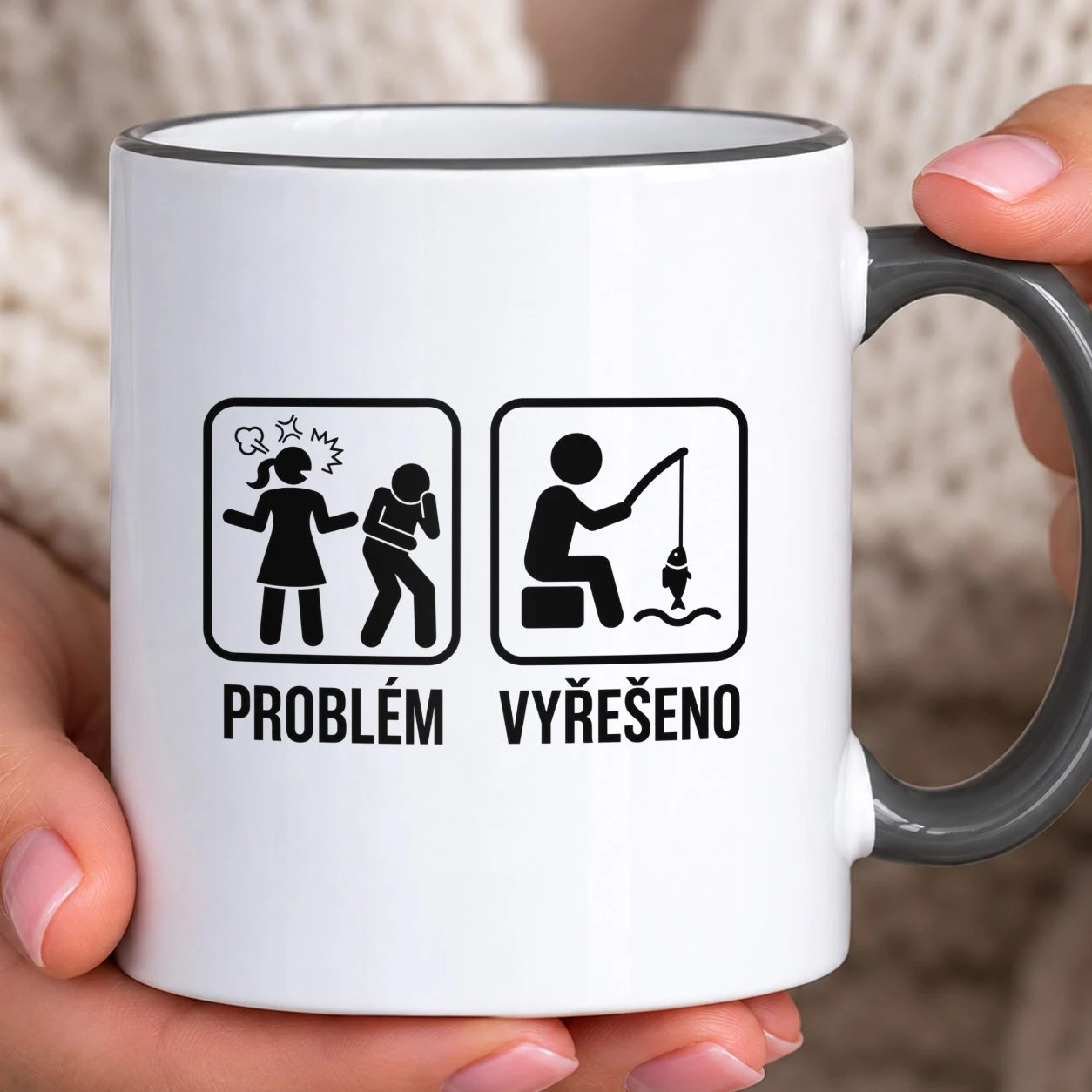 Hrnek s barevným lemem - Problém vyřešen u vody