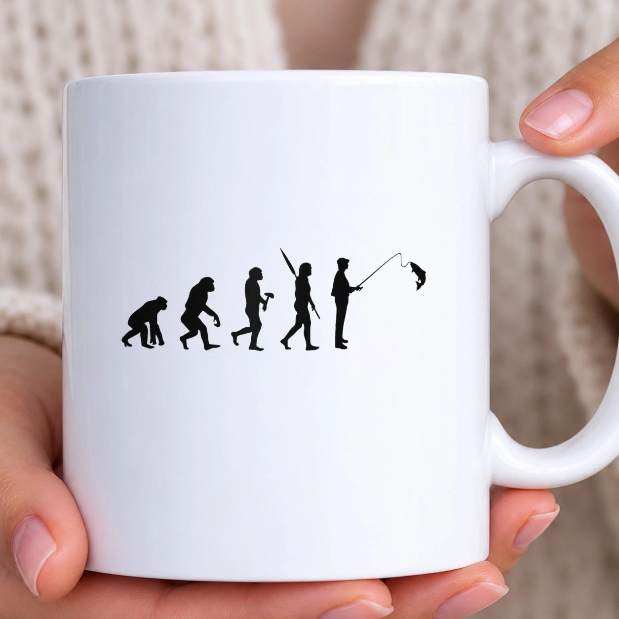 Hrnek bílý - Evoluce rybáře