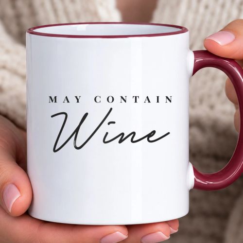 Hrnek s barevným lemem - May Contain Wine