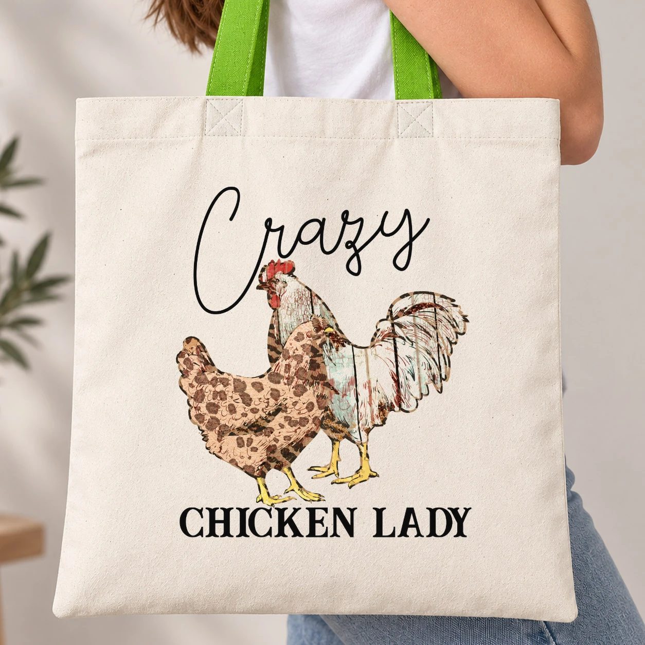 Taška s barevným uchem - Crazy Chicken Lady