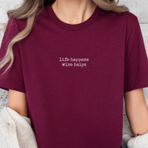 Pánské tričko - Life Happens, Wine Helps
