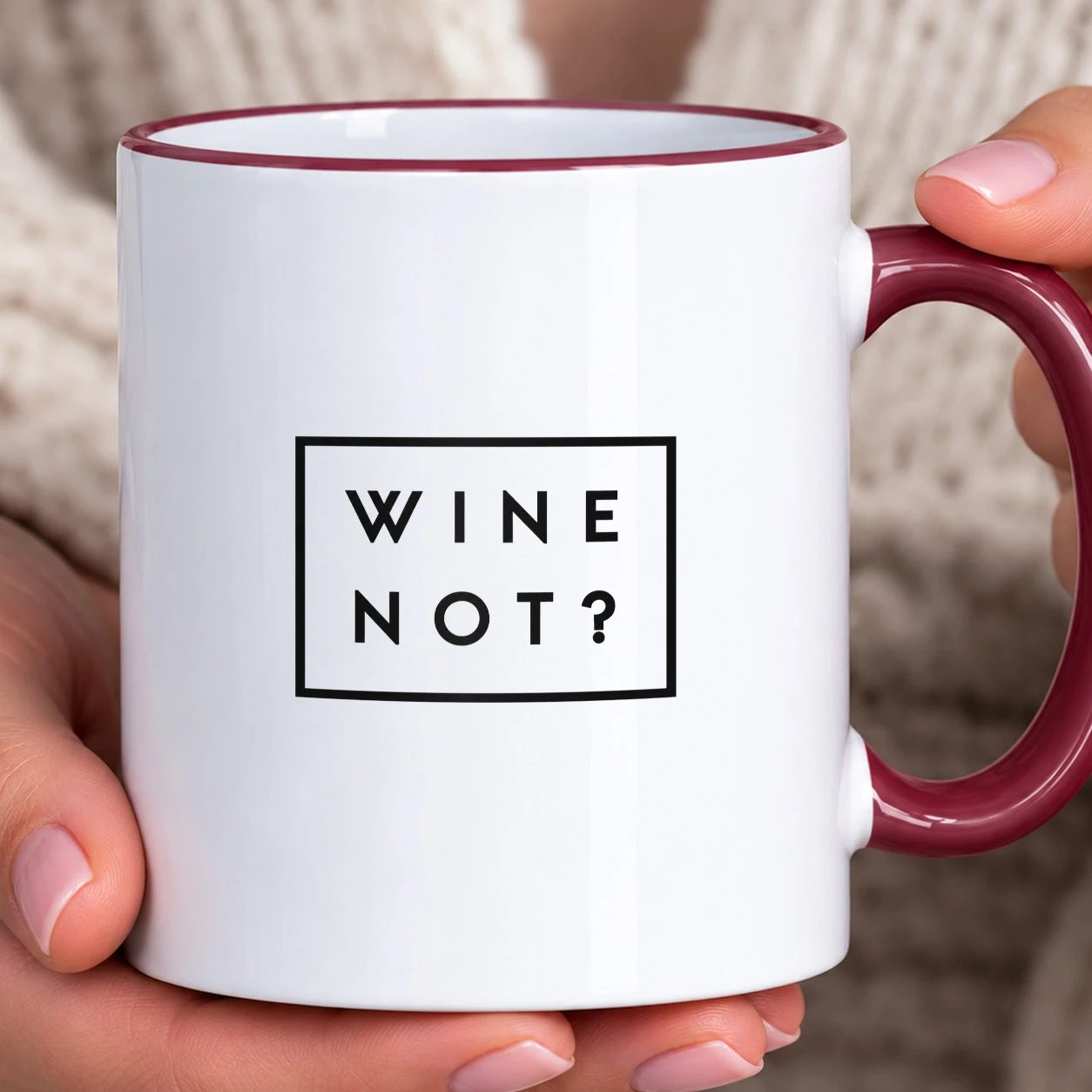 Hrnek s barevným lemem - Wine Not?