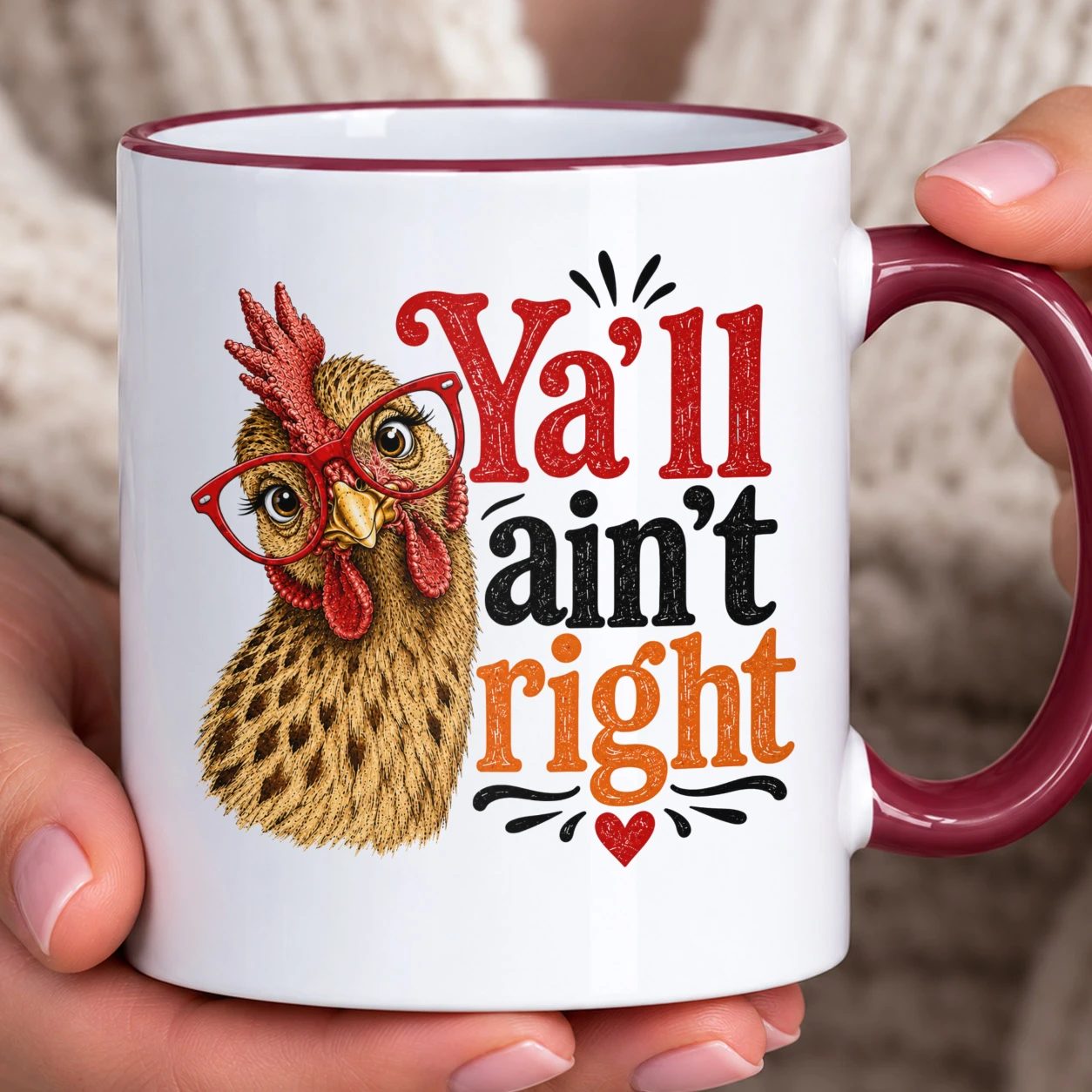 Hrnek s barevným lemem - Y'all ain't right