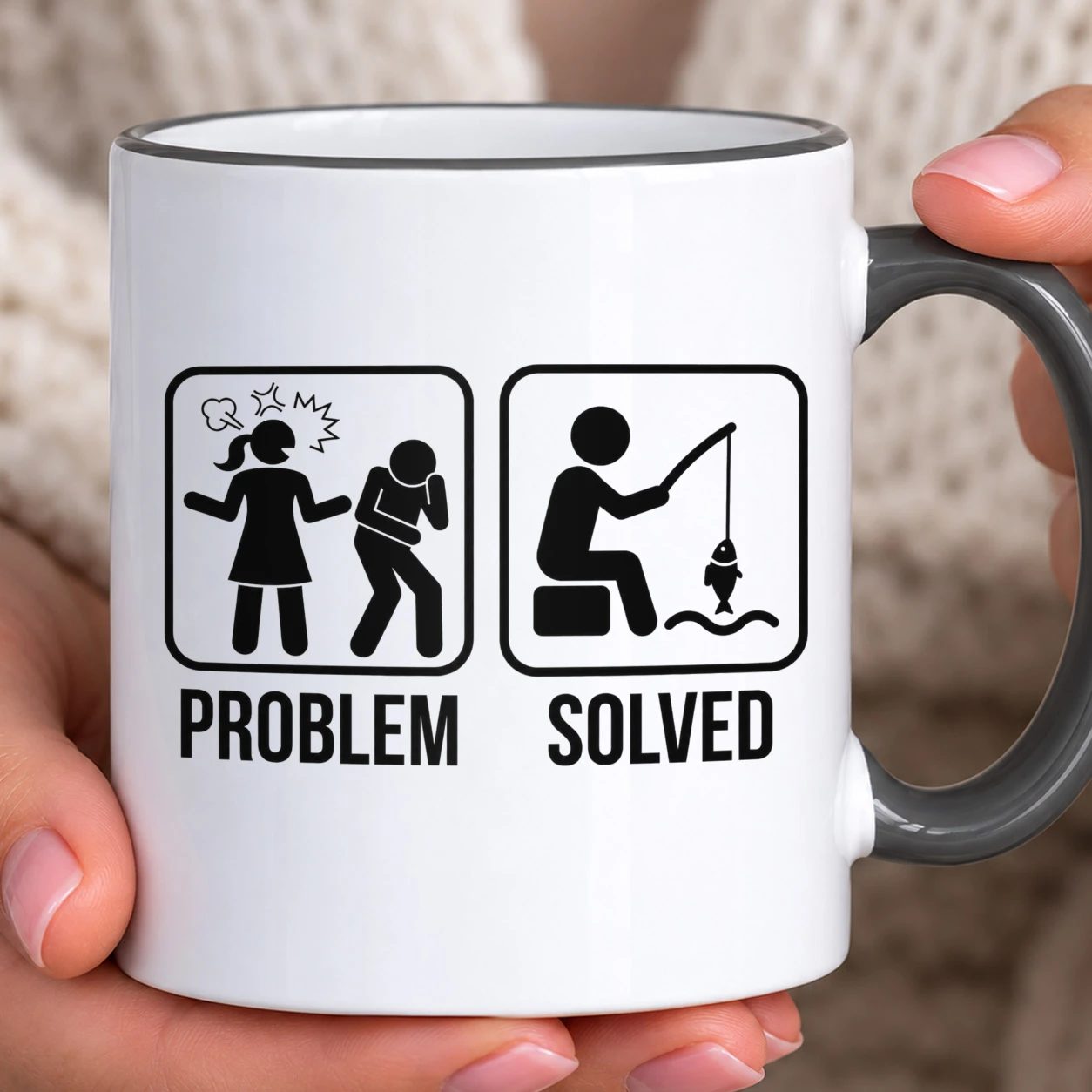 Hrnek s barevným lemem - Fishing Problem Solved