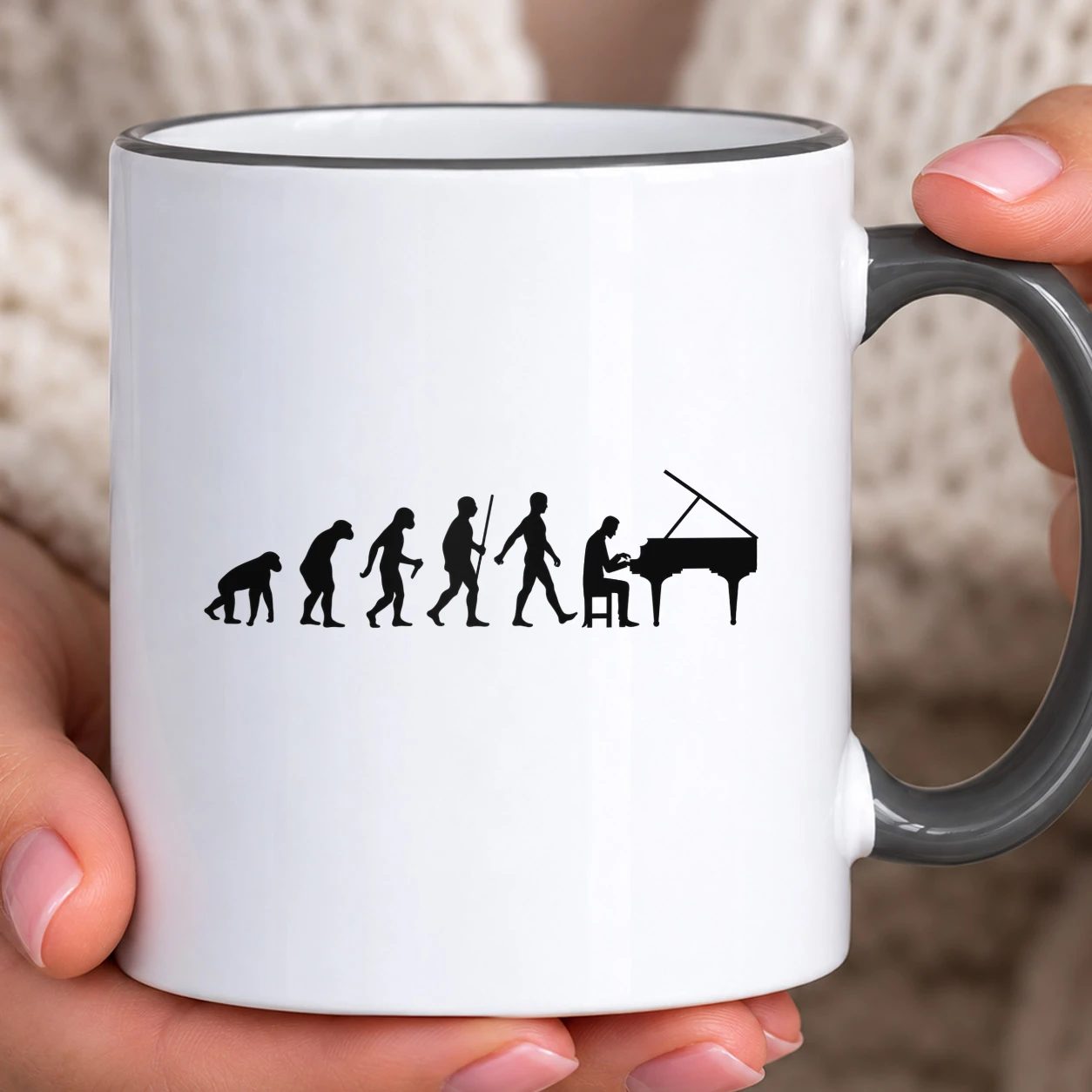 Hrnek s barevným lemem - Evoluce pianisty