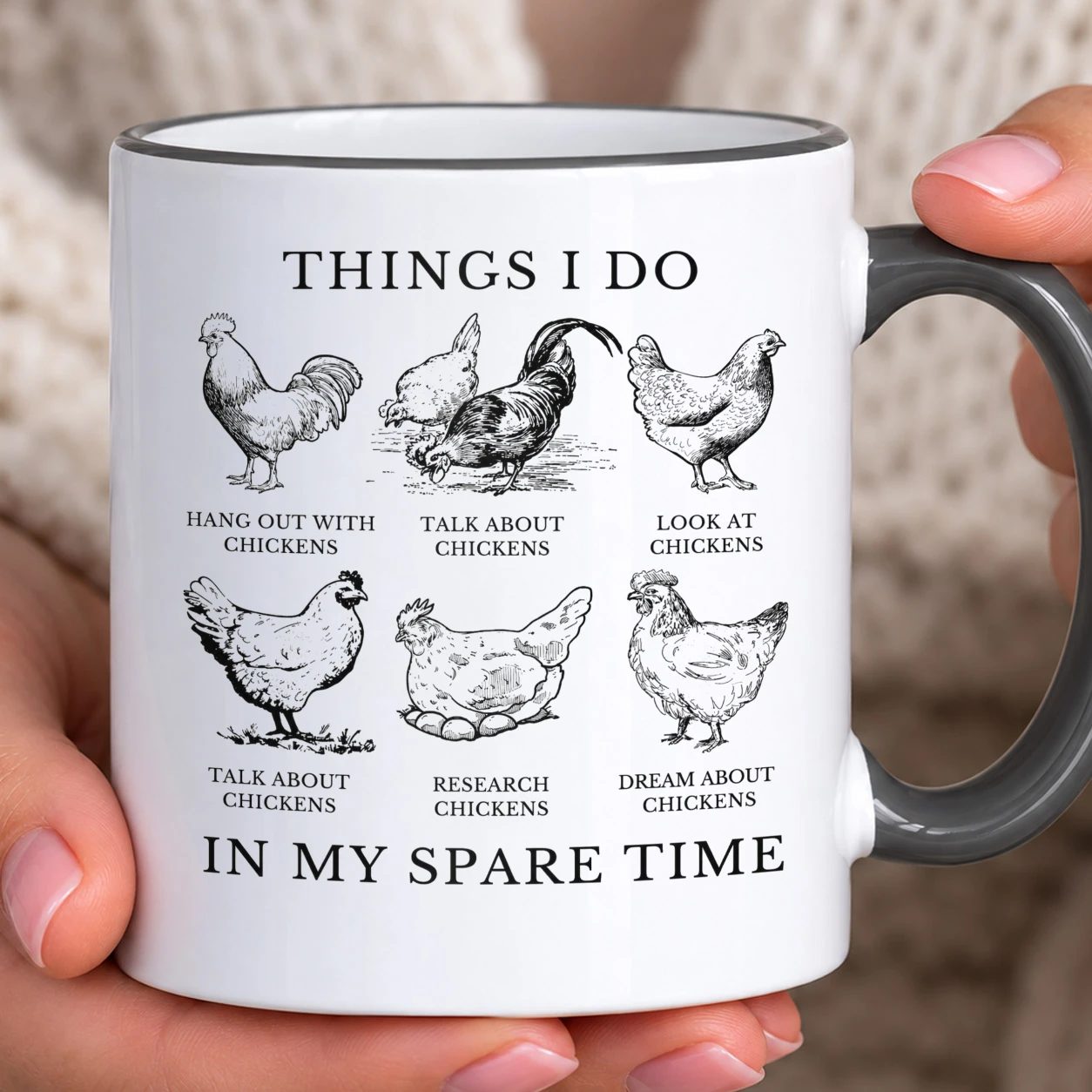 Hrnek s barevným lemem - Things I Do With Chickens