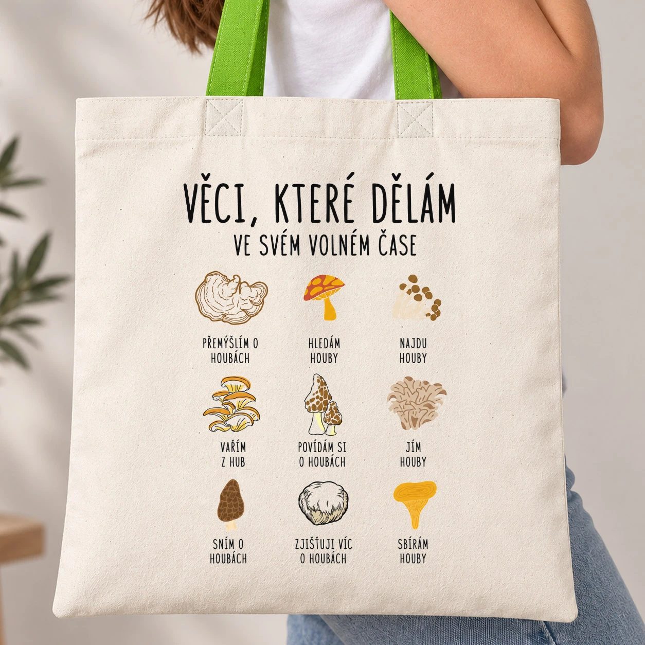Taška s barevným uchem - Věci, které dělám ve volném čase: Houby
