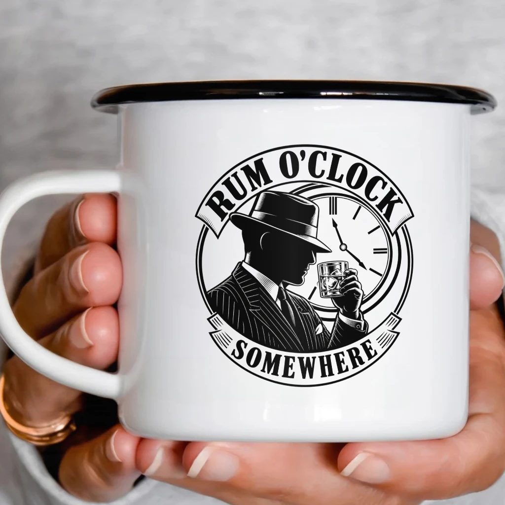 Smaltový plecháček - Rum O'Clock Gentleman