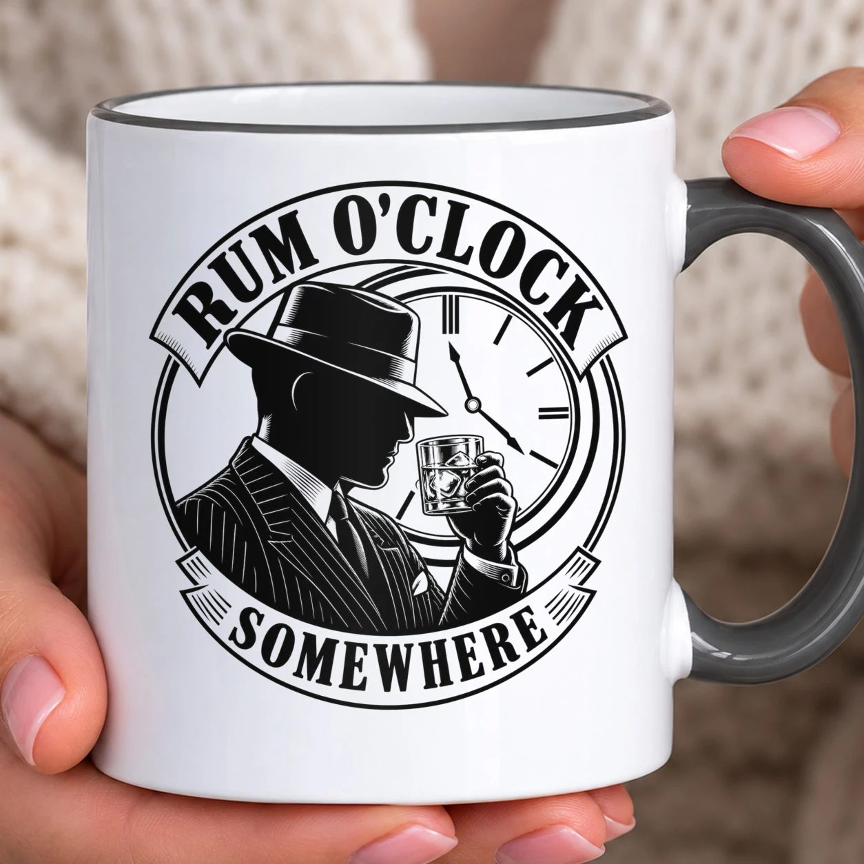 Hrnek s barevným lemem - Rum O'Clock Gentleman