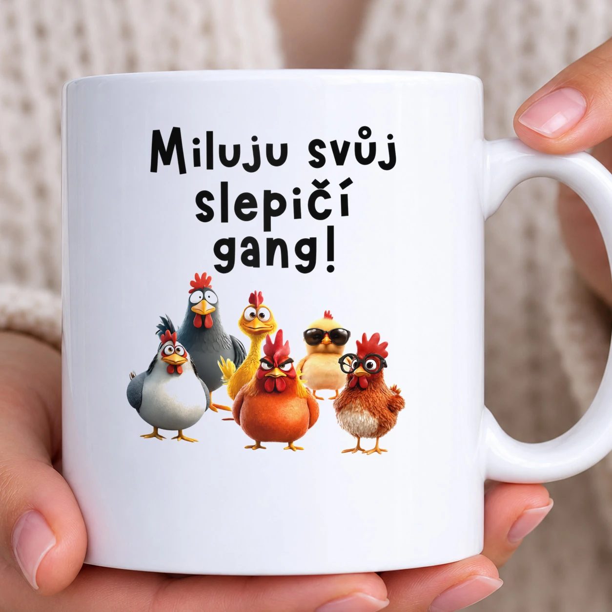 Hrnek bílý - Miluju svůj slepičí gang