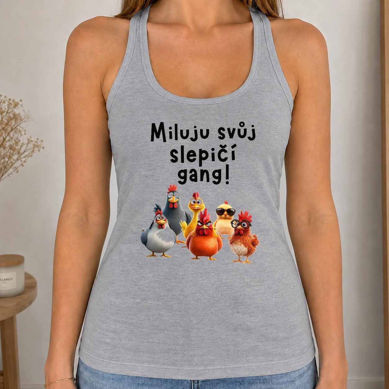 Dámské tílko 220g - Miluju svůj slepičí gang