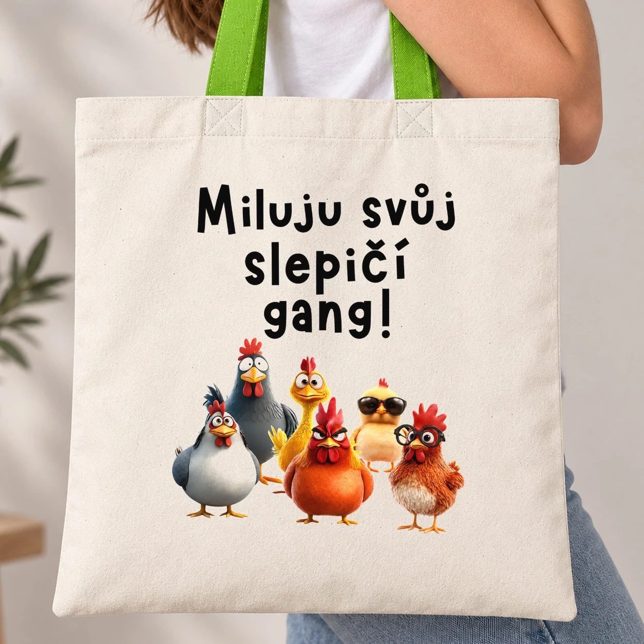 Taška s barevným uchem - Miluju svůj slepičí gang