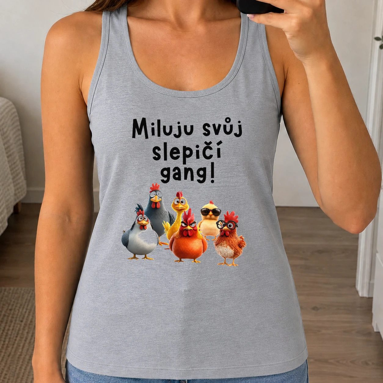 Dámské tílko 160g - Miluju svůj slepičí gang