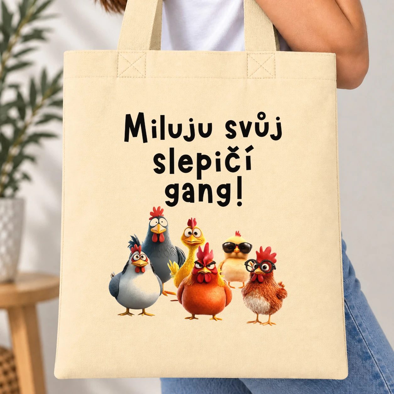 Taška barevná - Miluju svůj slepičí gang