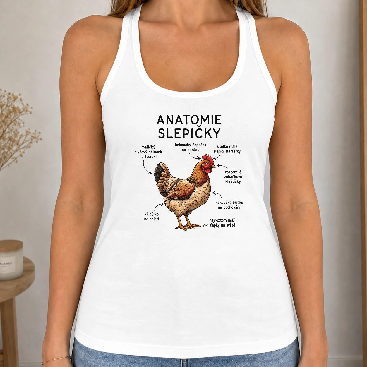 Dámské tílko 220g - Anatomie slepičky