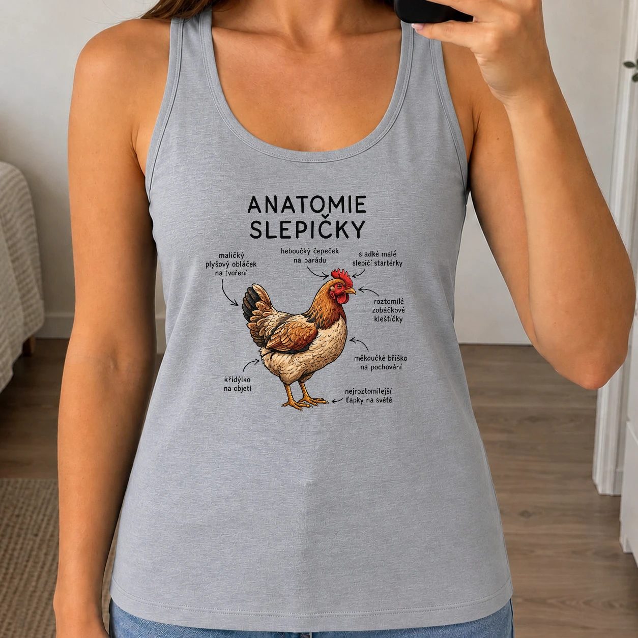 Dámské tílko 160g - Anatomie slepičky