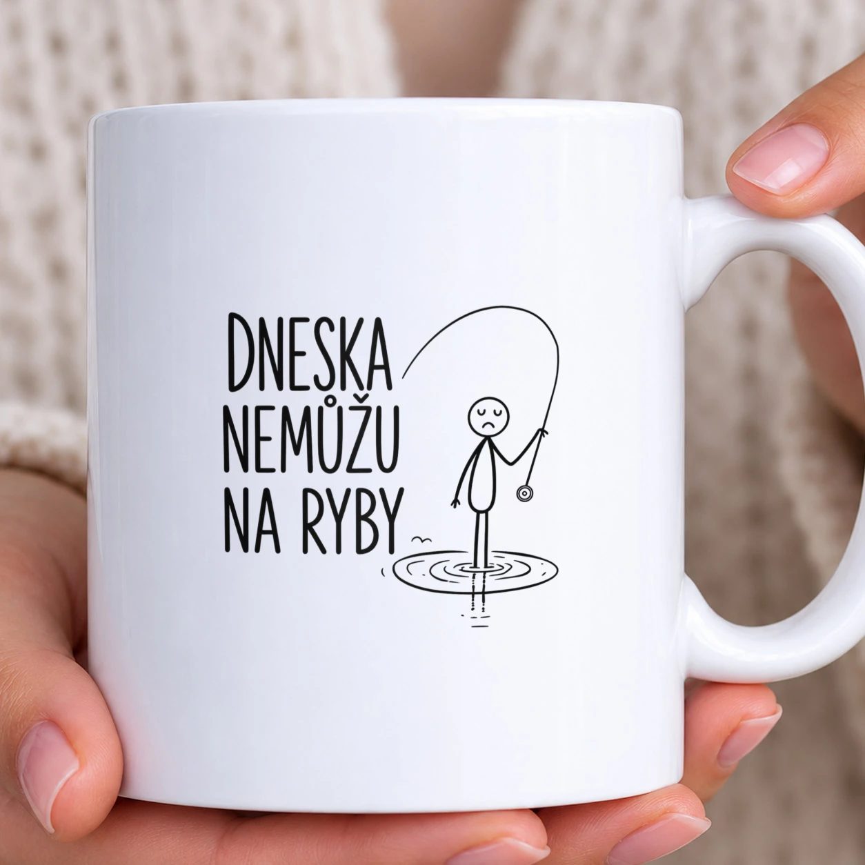 Hrnek bílý - Dneska nemůžu na ryby