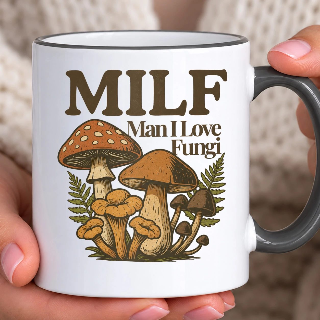 Hrnek s barevným lemem - Man I Love Fungi