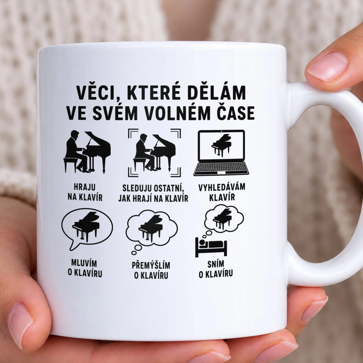Hrnek bílý - Volný čas klavíristy