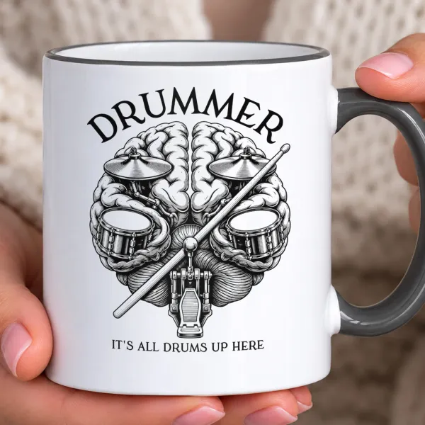 Hrnek s barevným lemem - Drummer Brain