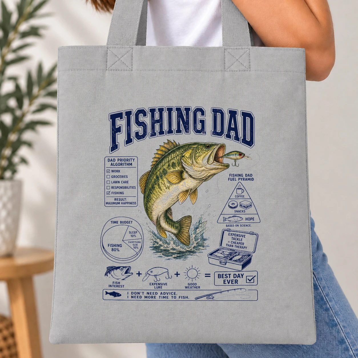 Taška barevná - Fishing Dad Infographic