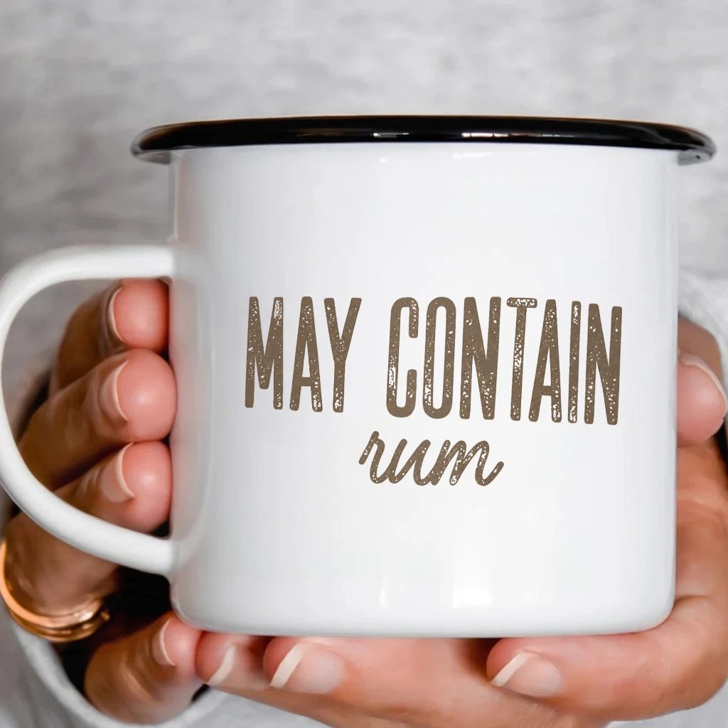 Smaltový plecháček - May Contain Rum Distressed