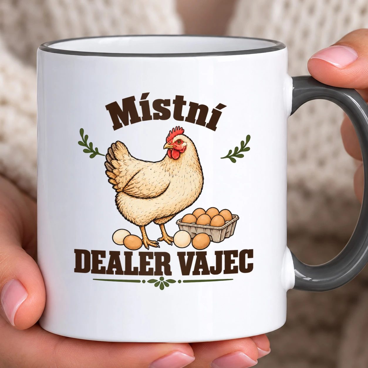 Hrnek s barevným lemem - Místní vaječný dealer
