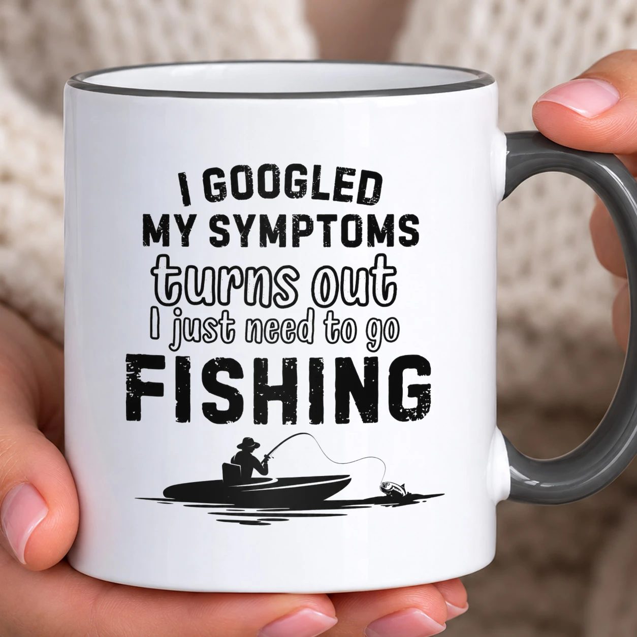 Hrnek s barevným lemem - I Googled My Symptoms