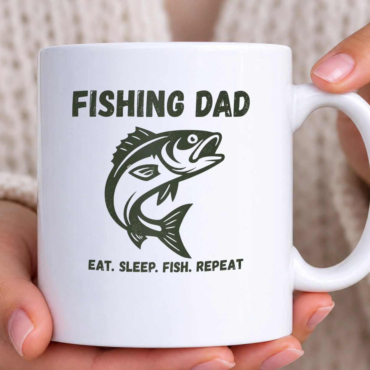 Hrnek bílý - Fishing Dad - Eat Sleep Fish Repeat