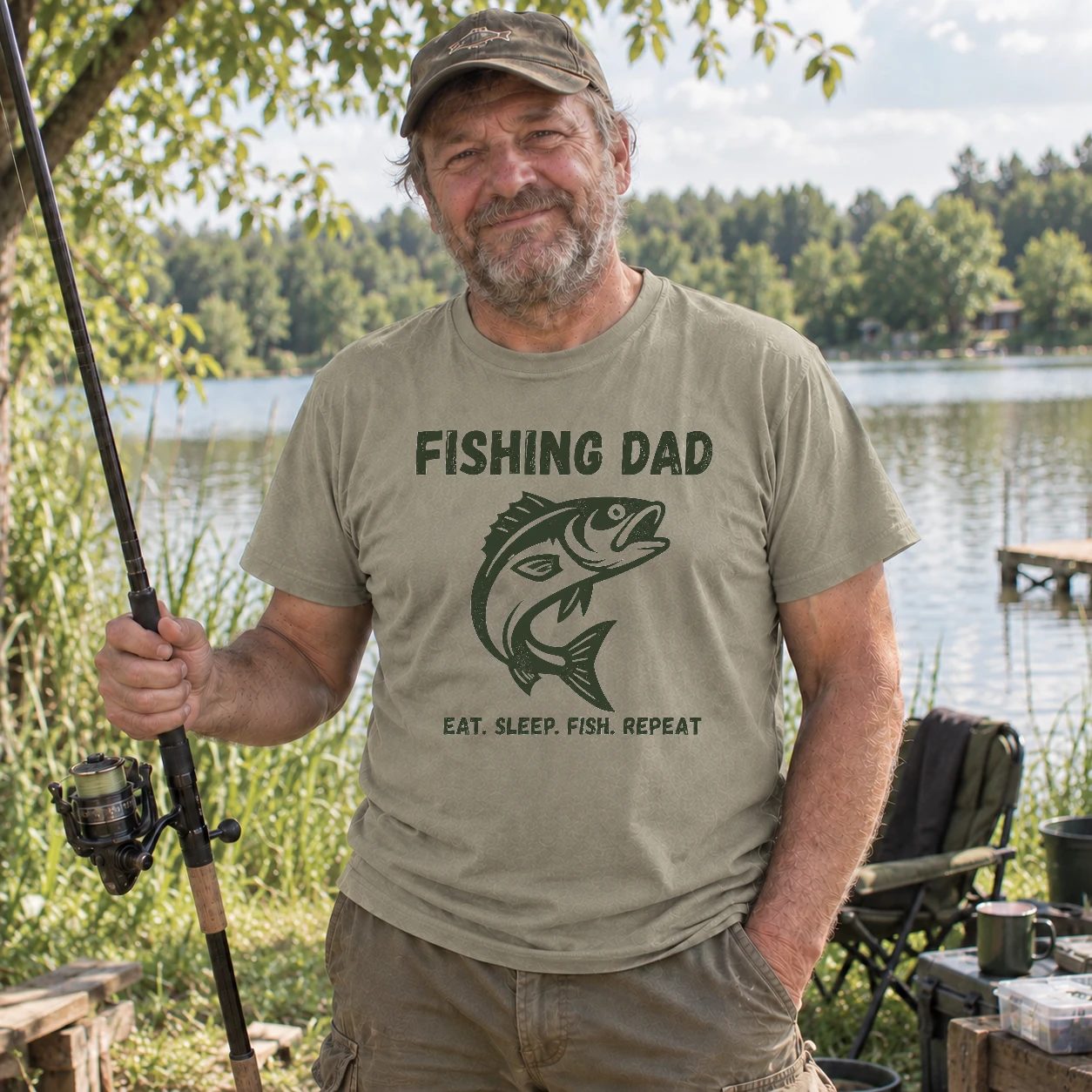 Pánské tričko - Fishing Dad - Eat Sleep Fish Repeat