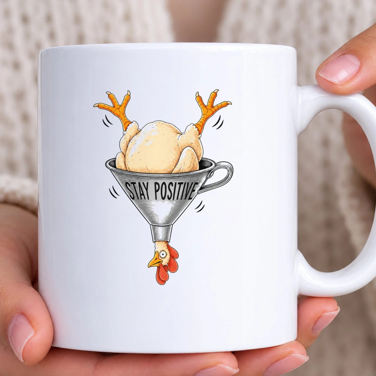 Hrnek bílý - Stay Positive Chicken