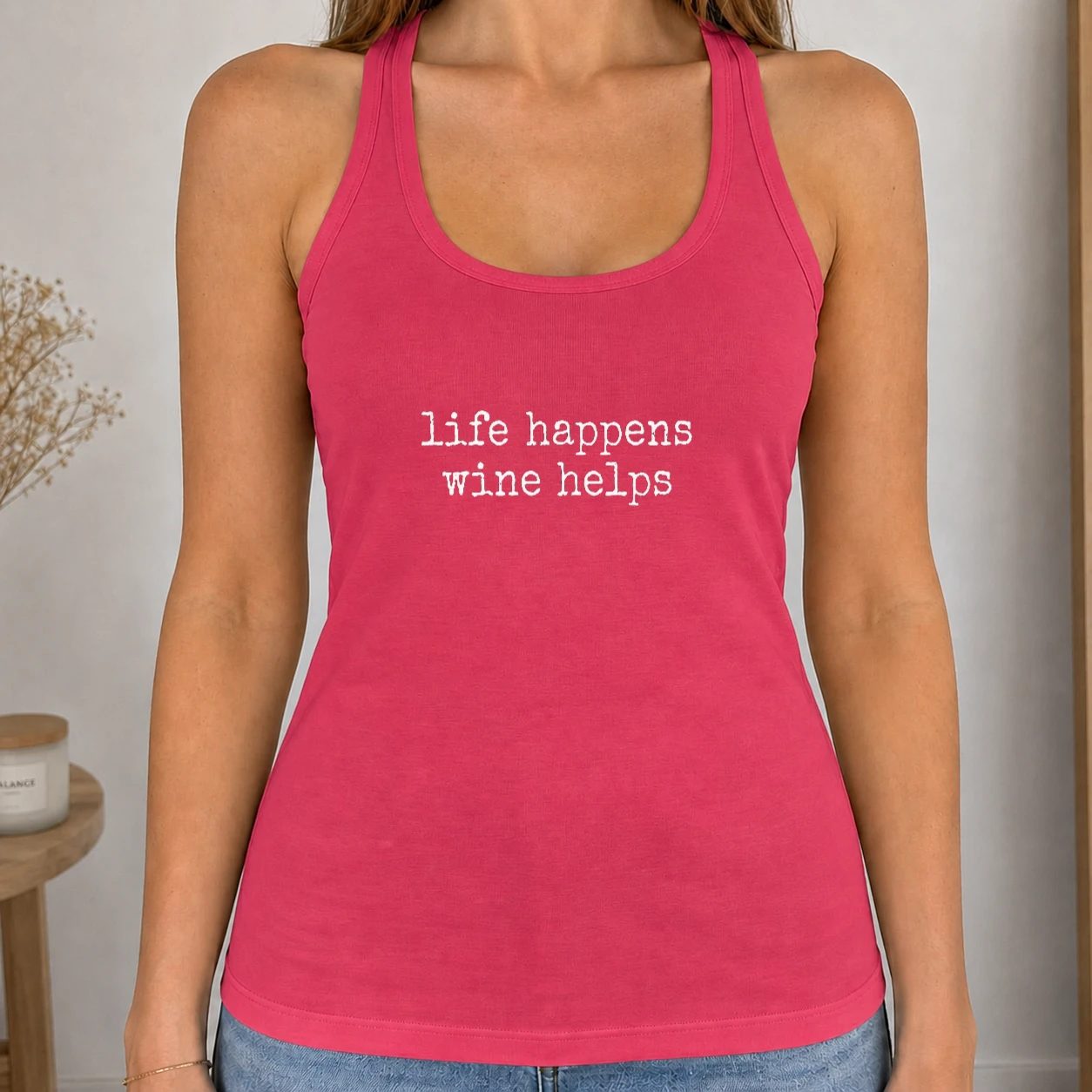 Dámské tílko 220g - Life Happens Wine Helps